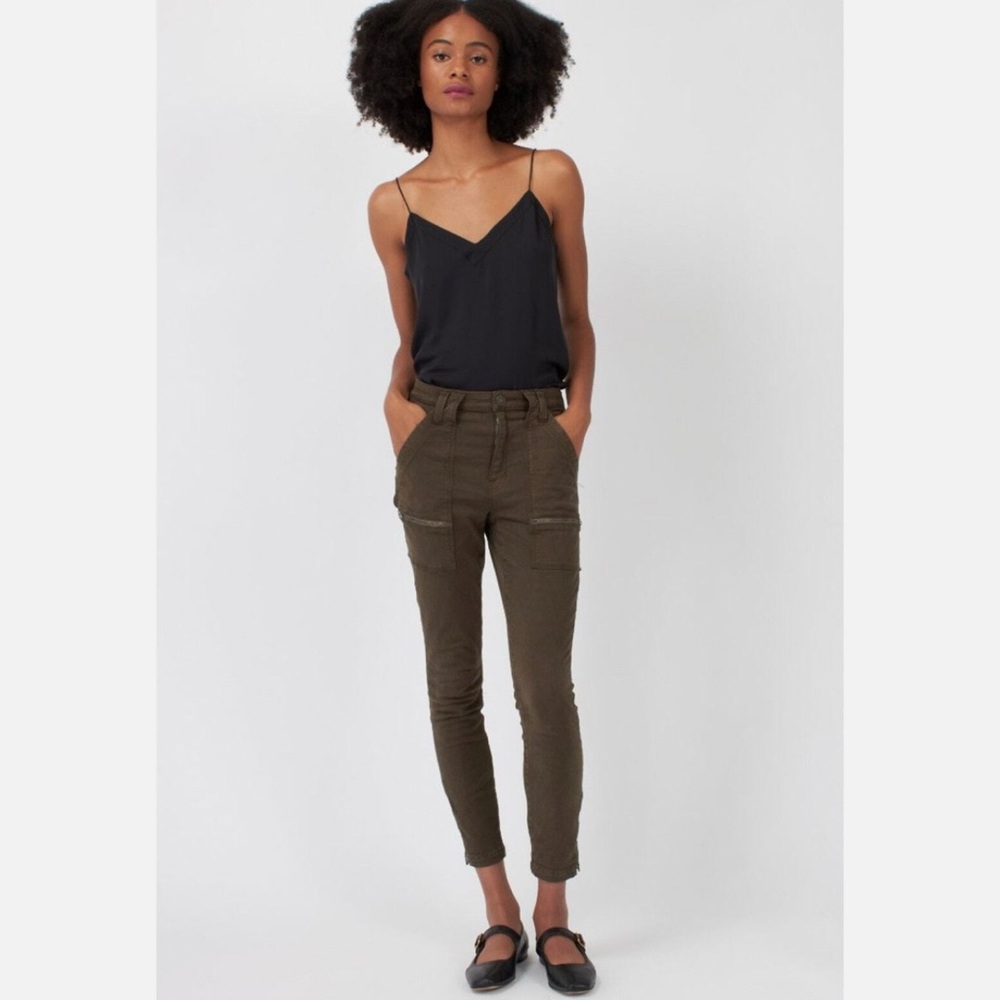 Joie High Rise Park Skinny Ankle Pants Zip Ankles Fatigue Womens Size 24